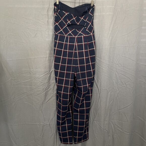 Adelyn Rae Navy and White Checkered Jumpsuit - Picture 4 of 8